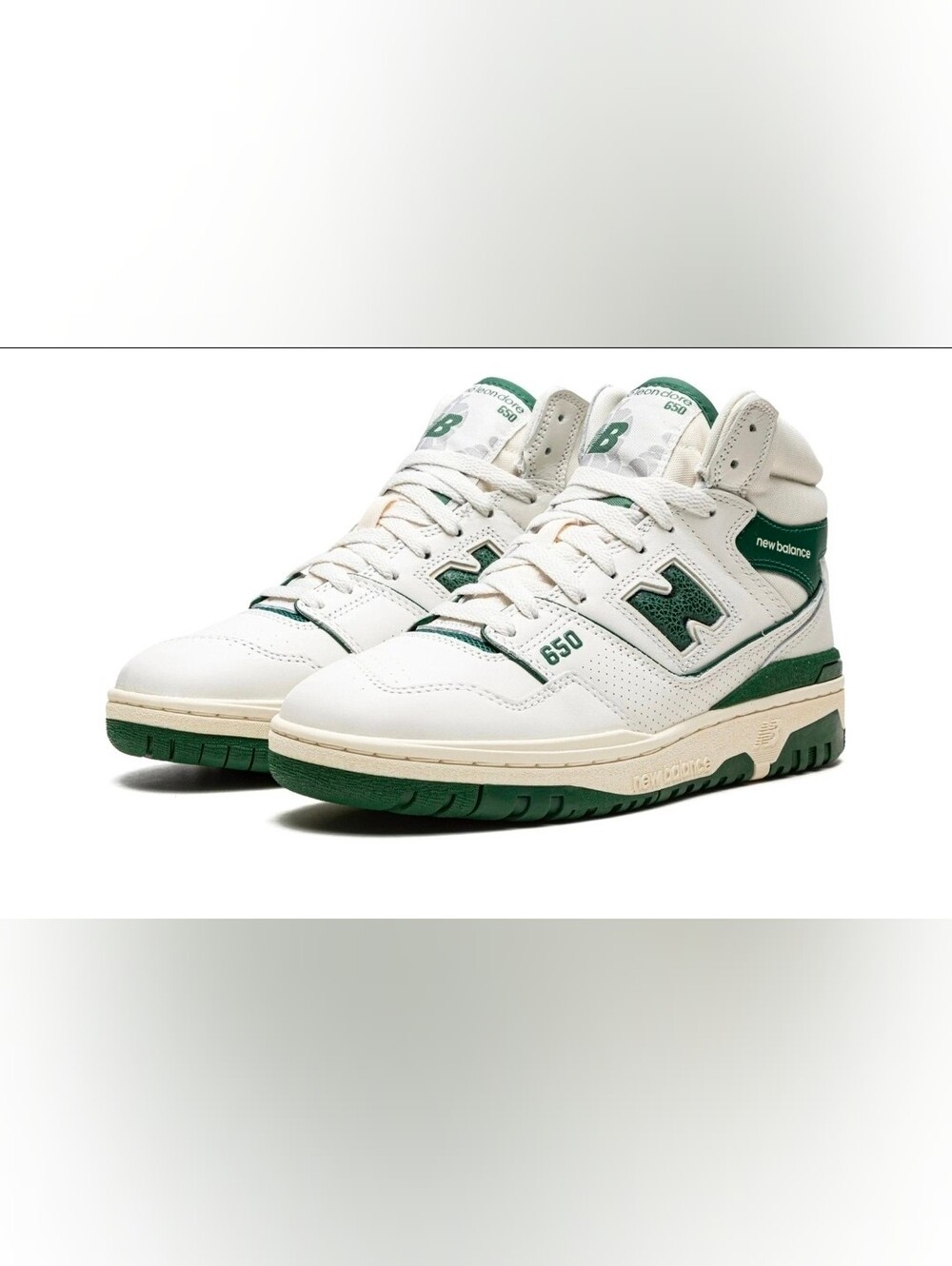 New Balance Kids 550 Mid-Top Sneakers in White and Green